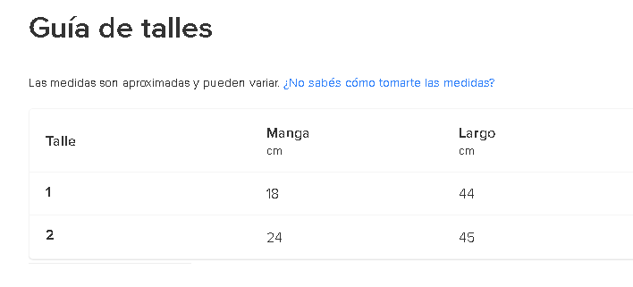 talle mangas